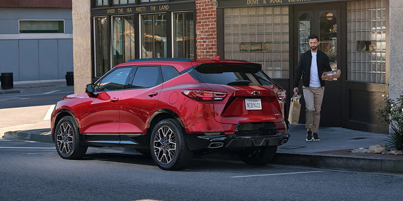 2026 Chevrolet Blazer road-side in red color near shop