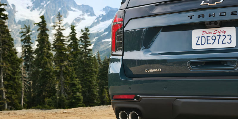 2026 Dark Blue Chevrolet Tahoe stopped by mountain side