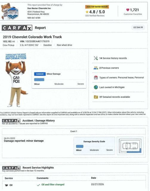 2019 Chevrolet Colorado 2WD Work Truck