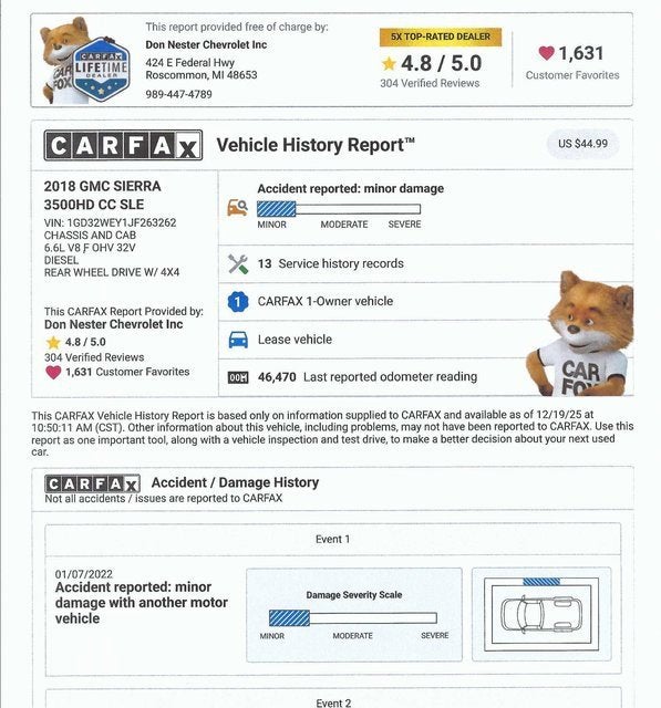 2018 GMC Sierra 3500 HD Chassis Cab SLE