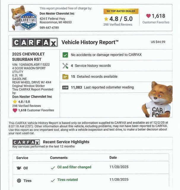 2025 Chevrolet Suburban RST