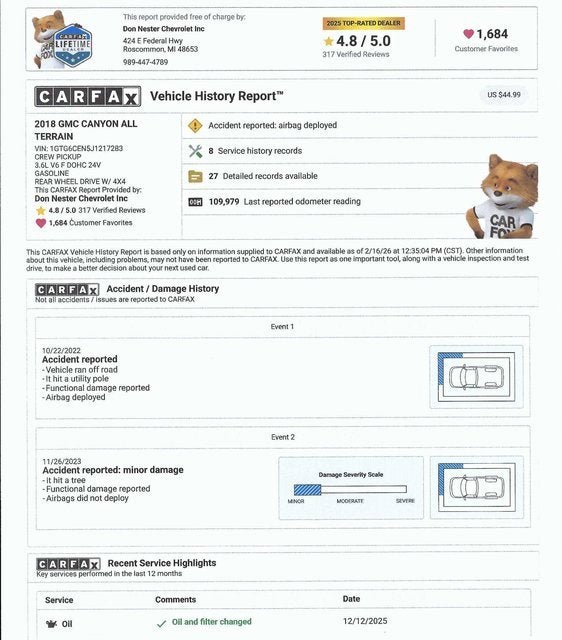 2018 GMC Canyon 4WD All Terrain w/Cloth