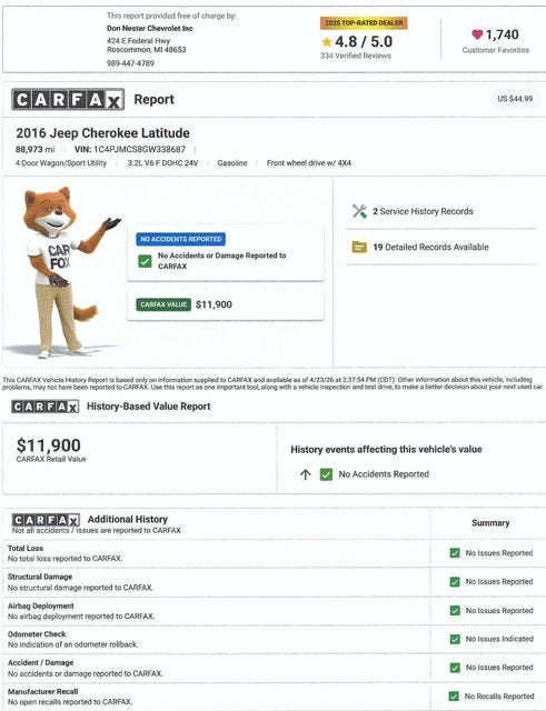 2016 Jeep Cherokee Latitude