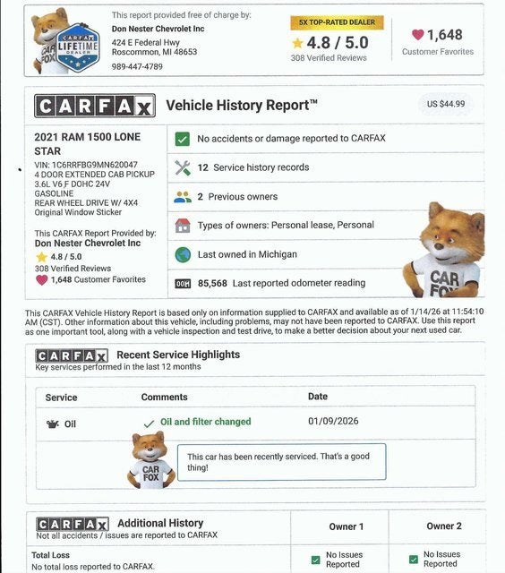 2021 RAM 1500 Big Horn Quad Cab 4x4 6'4" Box