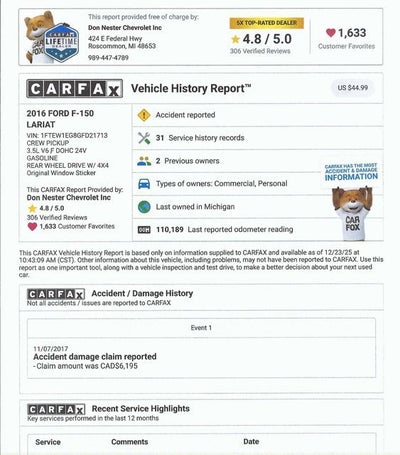 2016 Ford F-150 LARIAT