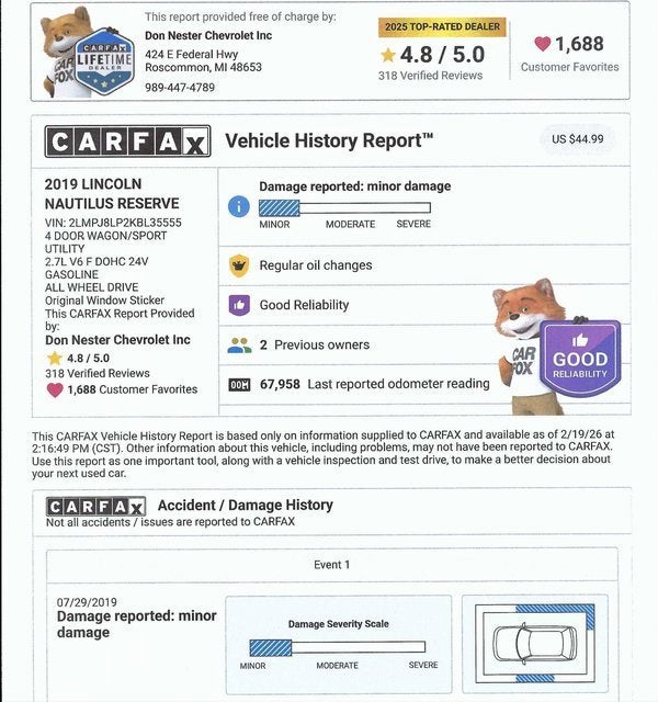 2019 Lincoln Nautilus Reserve