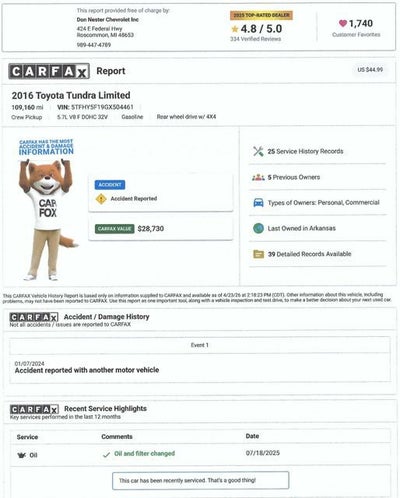 2016 Toyota Tundra 4WD Truck LTD