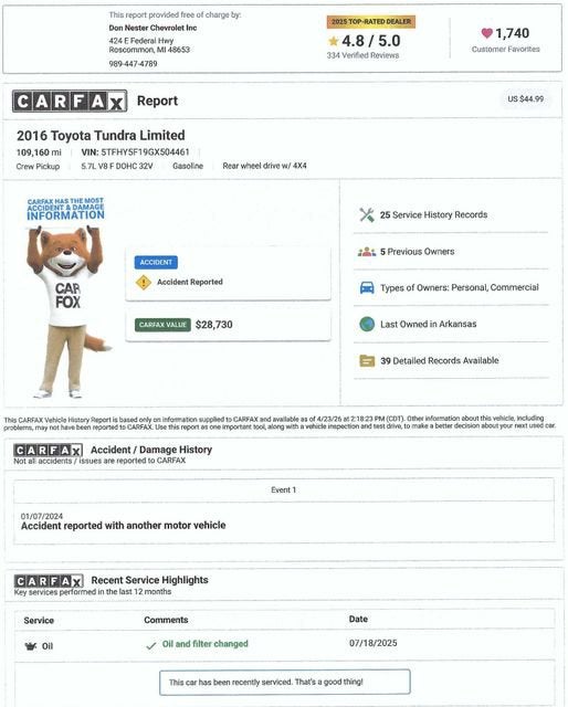 2016 Toyota Tundra 4WD Truck LTD